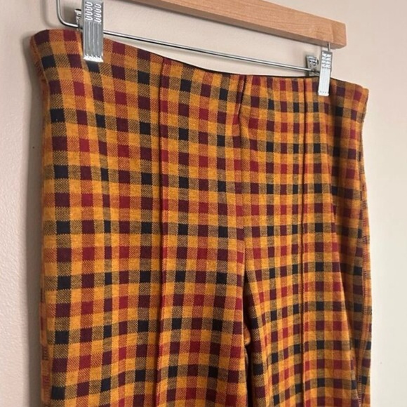 Anthropologie Maeve Women's Checkered Pants - Brown and Orange - Picture 3 of 6